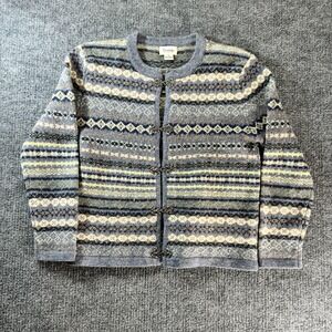Cambridge Dry Goods Sweater Womens Small Multicolor Fair Isle Wool Cardigan